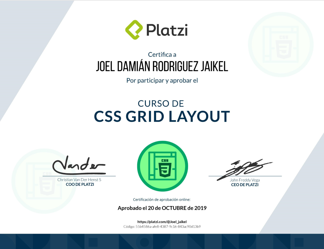 certificado de CSS Grid Layout